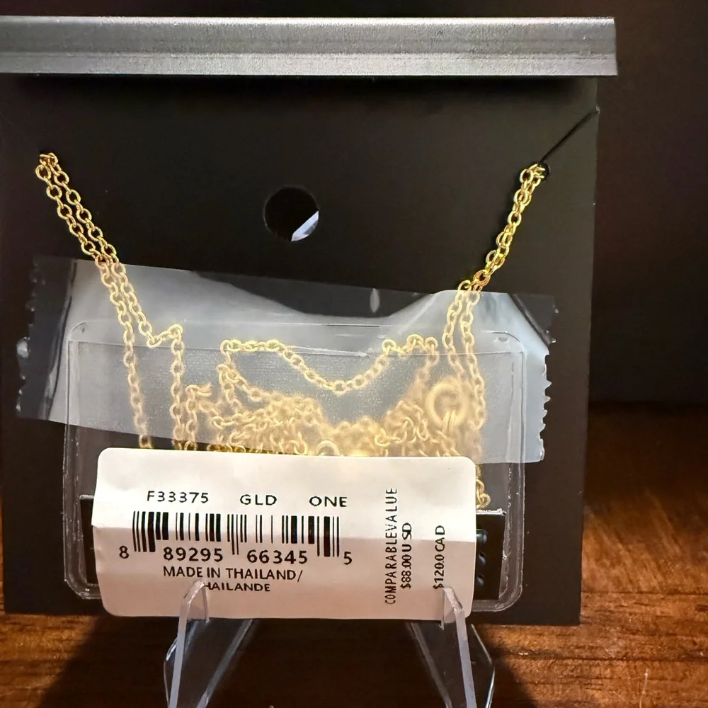 NWT Coach Horse and Carriage double chain necklace in gold-tone plated brass - Picture 2 of 3